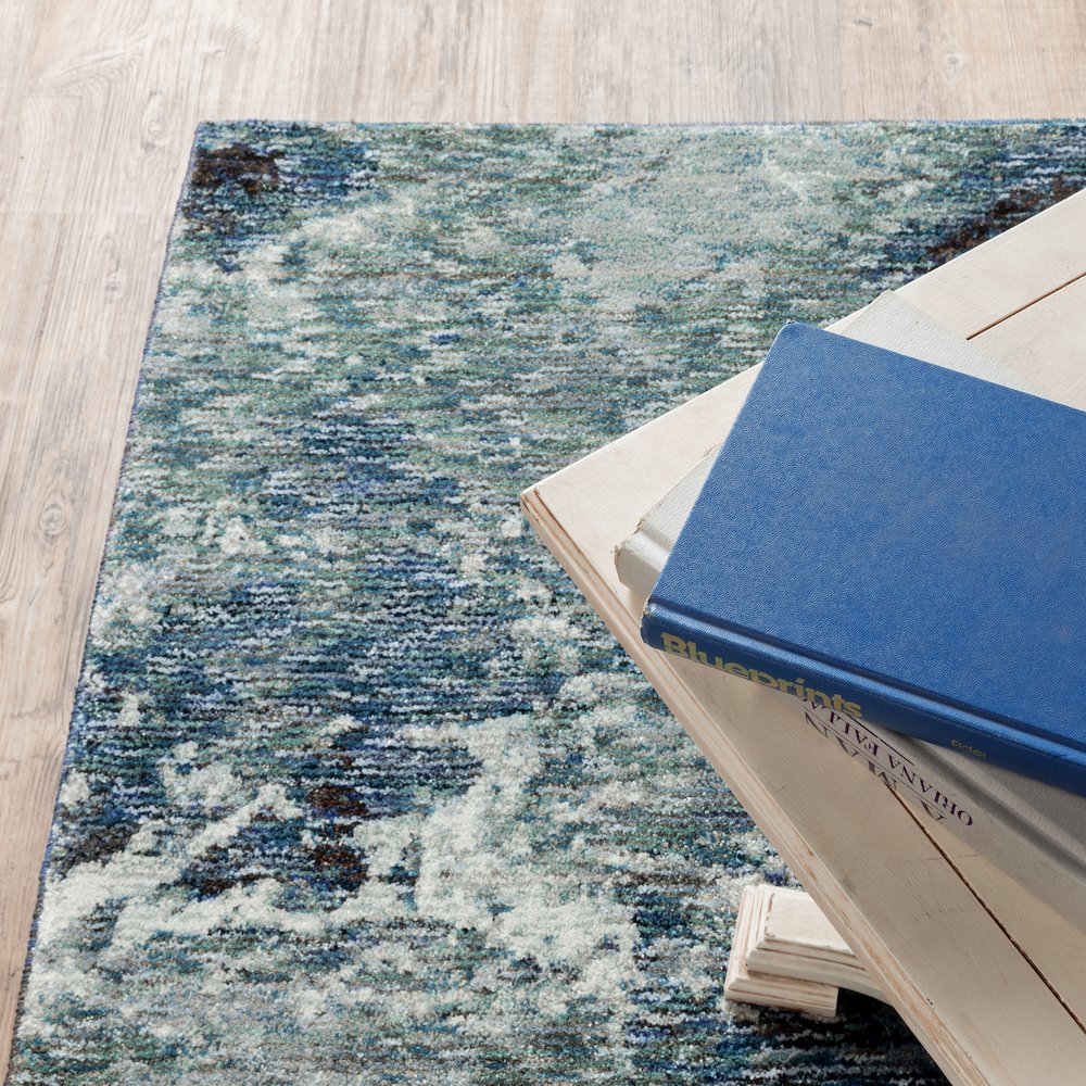Evolution 0962A Blue/ Ivory Indoor Area Rug - 2'3" x 8'