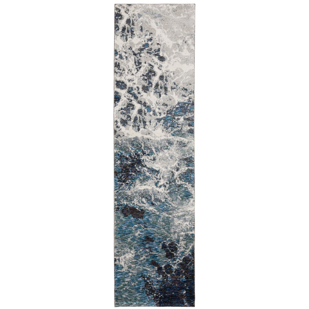 Evolution 0962A Blue/ Ivory Indoor Area Rug - 2'6" x 12'