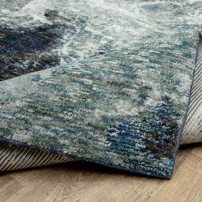 Evolution 0962A Blue/ Ivory Indoor Area Rug - 5'3" x 7'3"