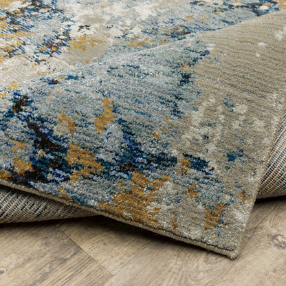 Evolution 0980A Blue/ Gold Indoor Area Rug - 1'10" x 3'2"