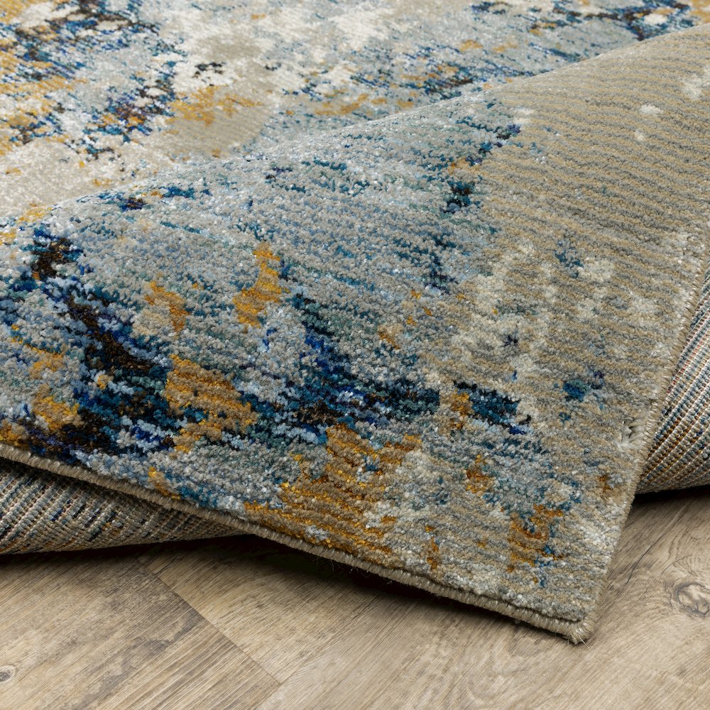 Evolution 0980A Blue/ Gold Indoor Area Rug - 5'3" x 7'3"