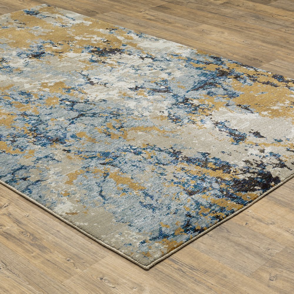Evolution 0980A Blue/ Gold Indoor Area Rug - 8'6" x 11'7"