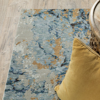 Evolution 0980A Blue/ Gold Indoor Area Rug - 8'6" x 11'7"