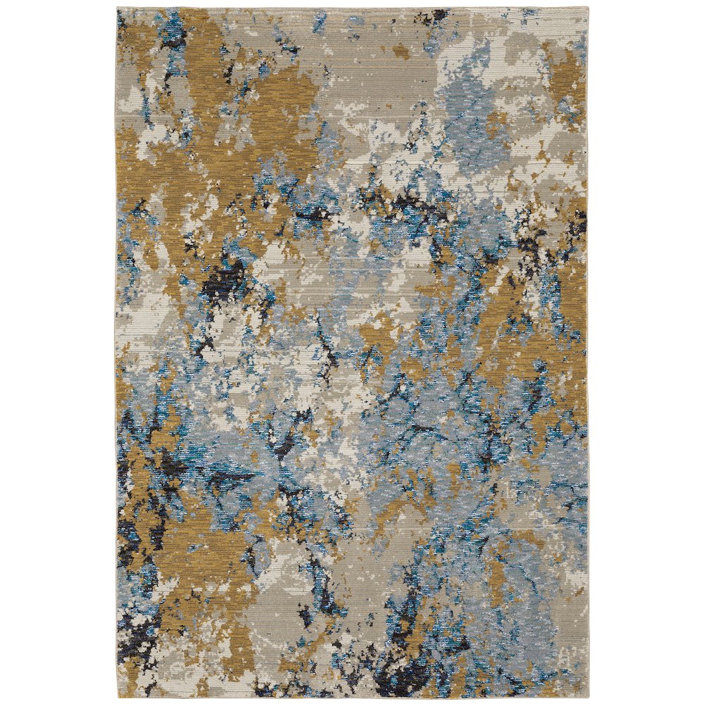 Evolution 0980A Blue/ Gold Indoor Area Rug - 8'6" x 11'7"