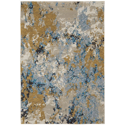 Evolution 0980A Blue/ Gold Indoor Area Rug - 8'6" x 11'7"