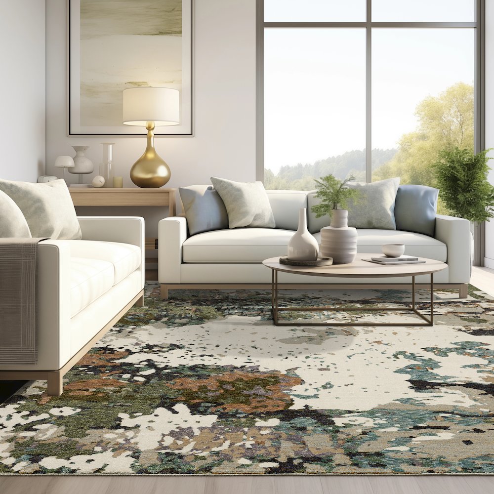 Evolution 0981A Ivory/ Multi Indoor Area Rug - 3'3" x 5'2"