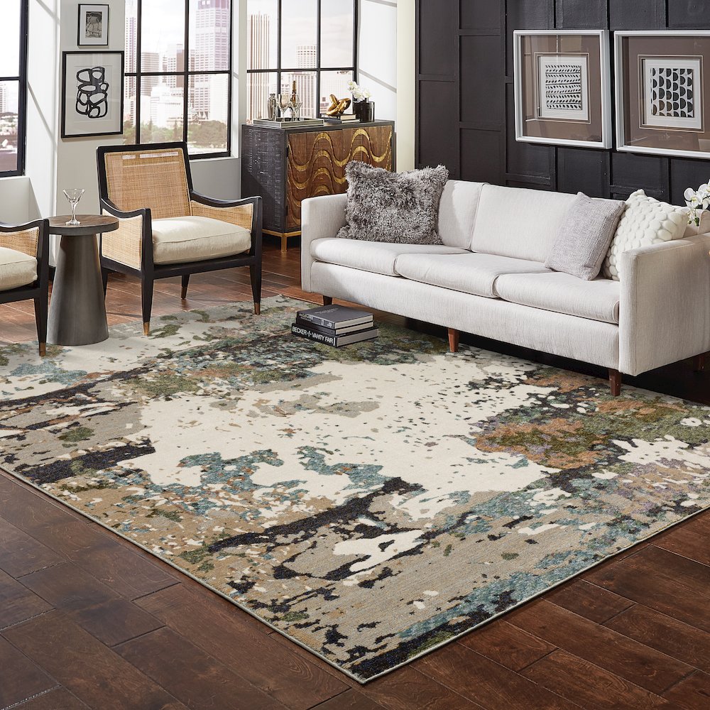 Evolution 0981A Ivory/ Multi Indoor Area Rug - 8'6" x 11'7"