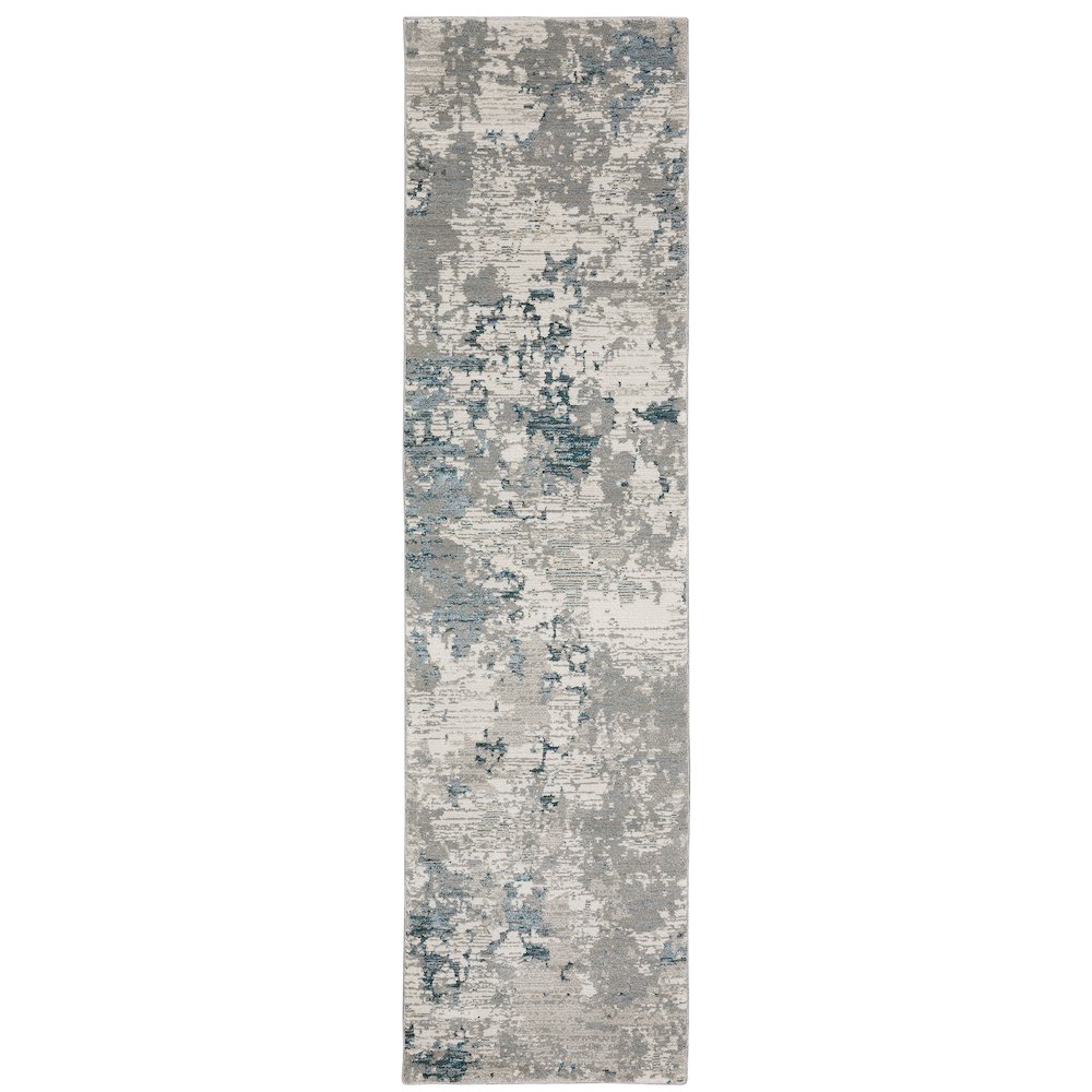 Evolution 0984D Grey/ Blue Indoor Area Rug - 2'6" x 12'