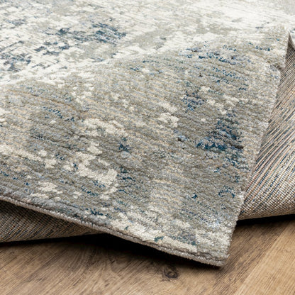 Evolution 0984D Grey/ Blue Indoor Area Rug - 2'6" x 12'