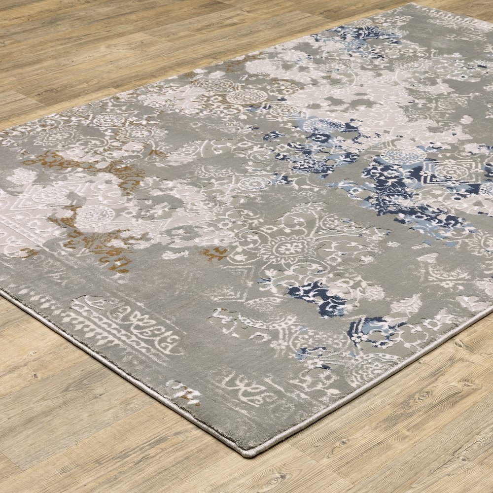 Easton 7111F Grey/ Blue Indoor Area Rug - 3'3" x 5'