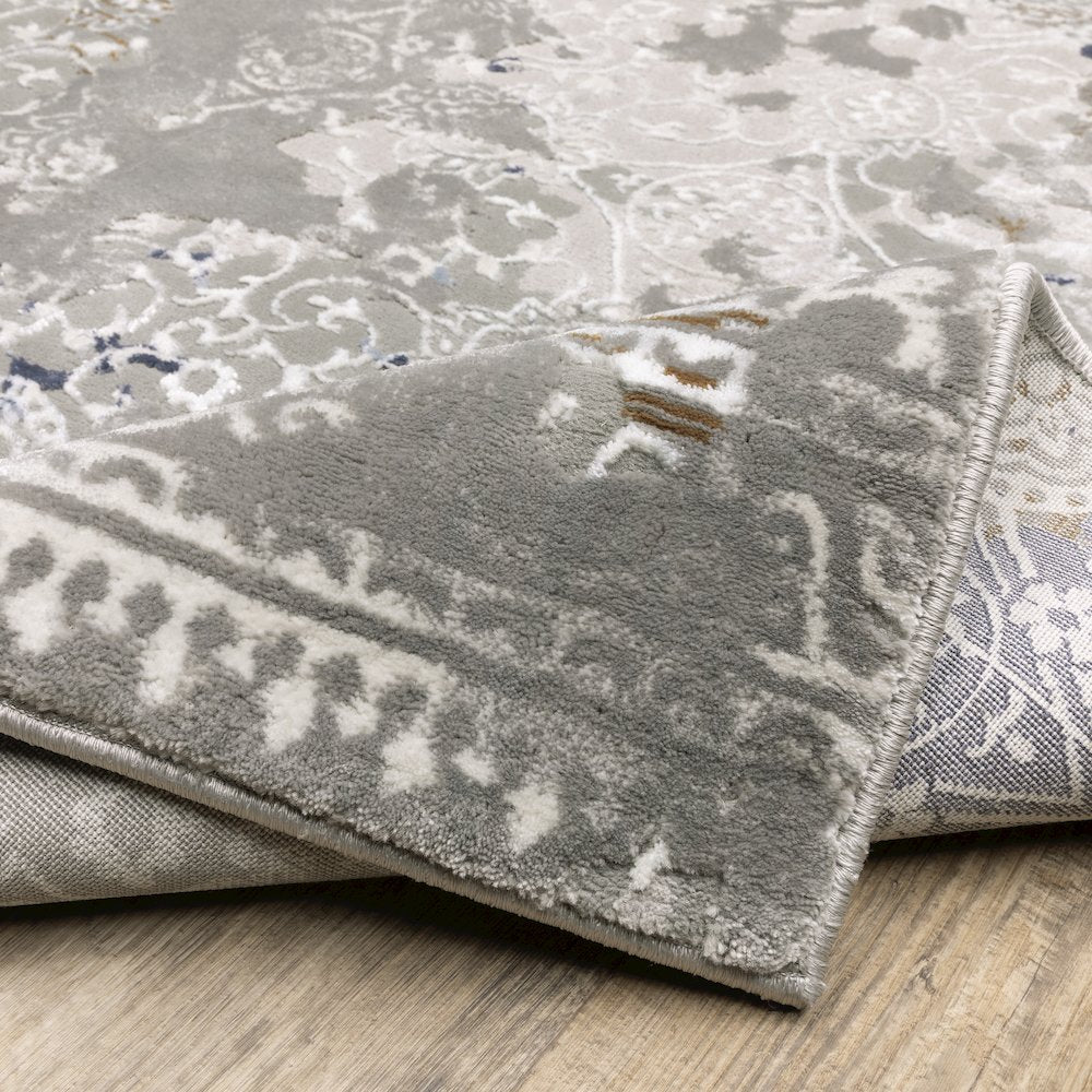 Easton 7111F Grey/ Blue Indoor Area Rug - 3'3" x 5'