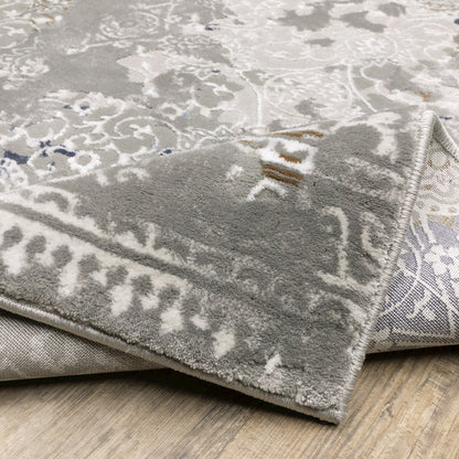 Easton 7111F Grey/ Blue Indoor Area Rug - 3'3" x 5'
