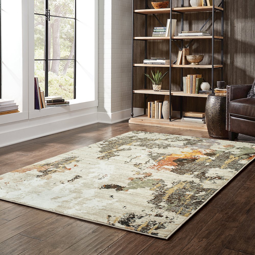 Evolution 7770J Beige/ Charcoal Indoor Area Rug - 1'10" x 3'2"