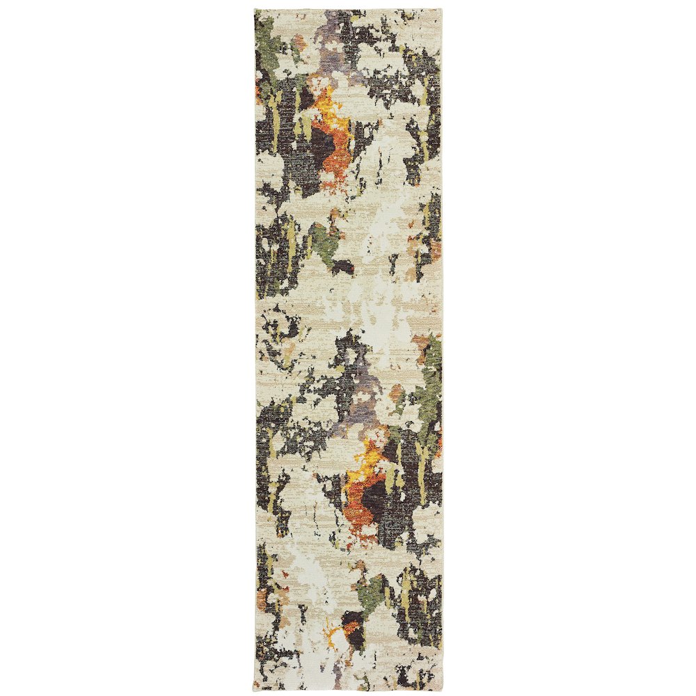 Evolution 7770J Beige/ Charcoal Indoor Area Rug - 2'6" x 12'