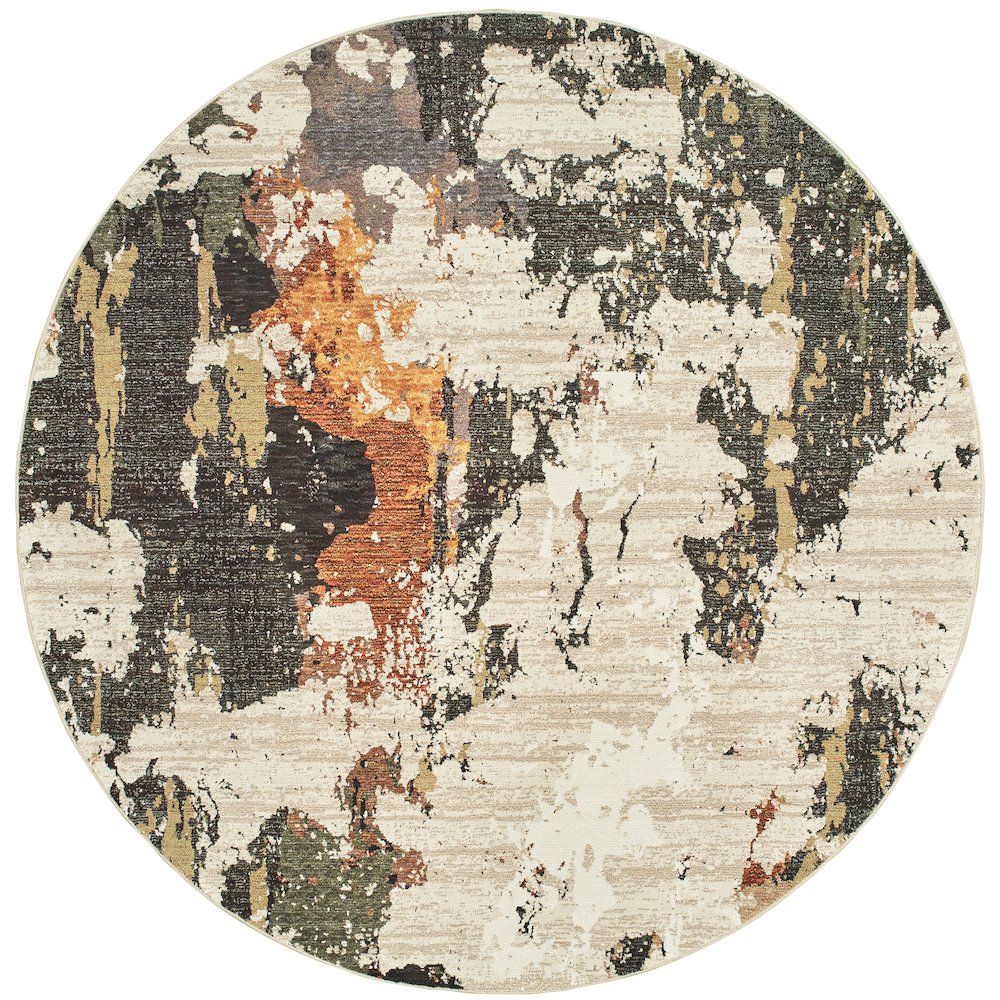 Evolution 7770J Beige/ Charcoal Indoor Area Rug - 7'10" Round