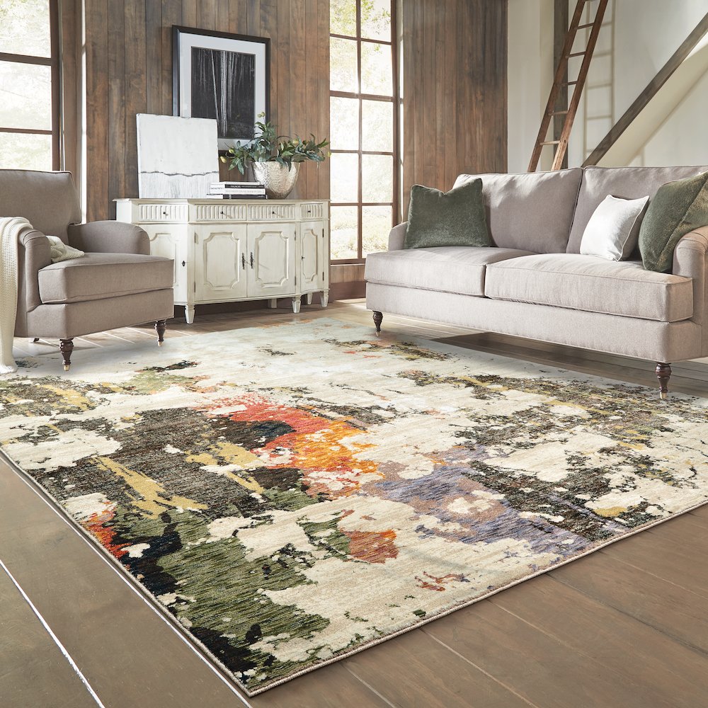 Evolution 7770J Beige/ Charcoal Indoor Area Rug - 8'6" x 11'7"