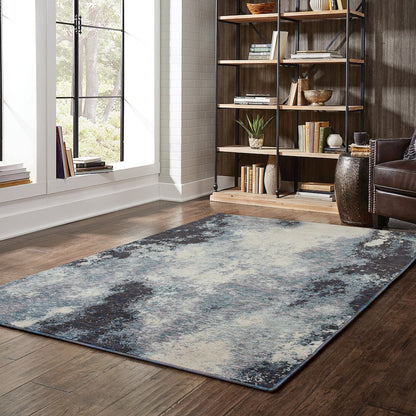 Evolution 8000B Navy/ Ivory Indoor Area Rug - 2'6" x 12'