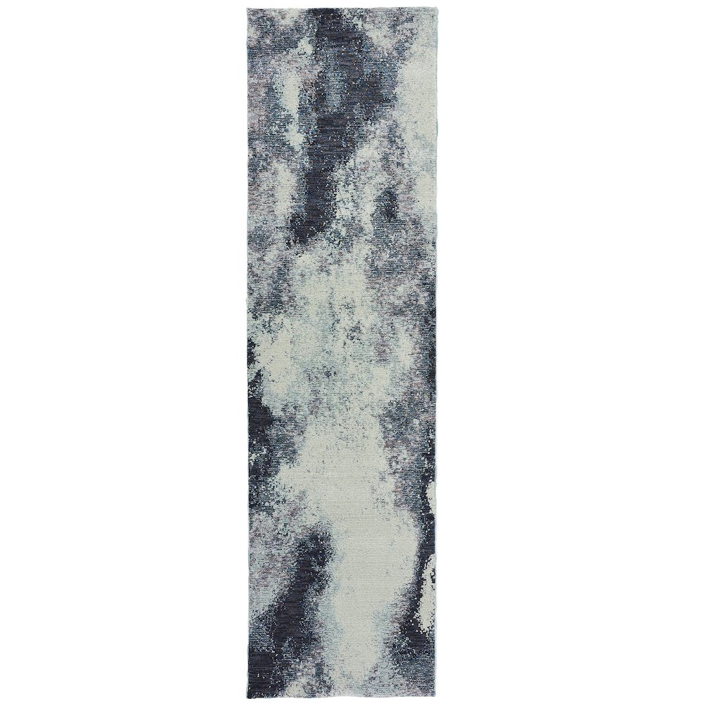 Evolution 8000B Navy/ Ivory Indoor Area Rug - 2'6" x 12'