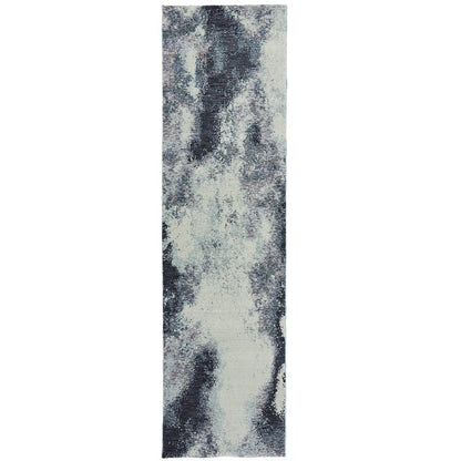 Evolution 8000B Navy/ Ivory Indoor Area Rug - 2'6" x 12'