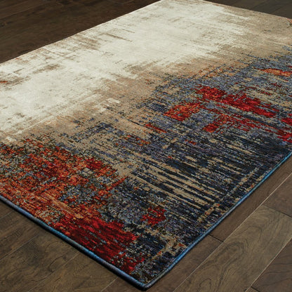Evolution 8001A Ivory/ Multi Indoor Area Rug - 8'6" x 11'7"
