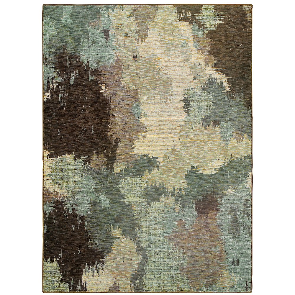 Evolution 8011B Blue/ Brown Indoor Area Rug - 5'3" x 7'3"