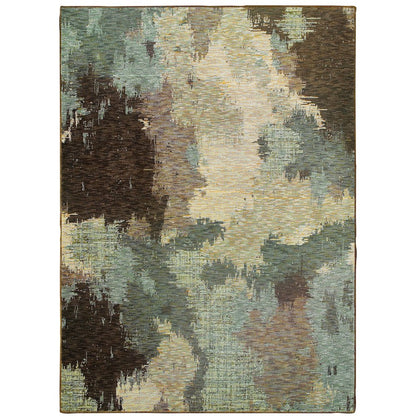 Evolution 8011B Blue/ Brown Indoor Area Rug - 5'3" x 7'3"