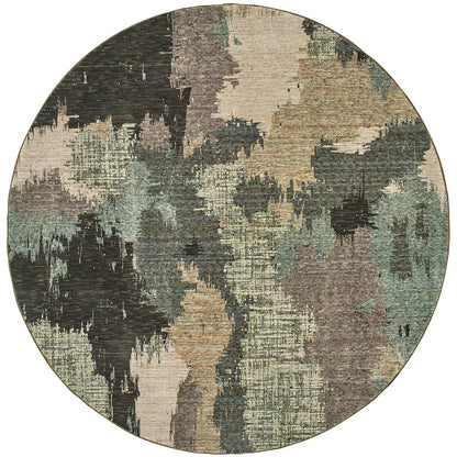 Evolution 8011B Blue/ Brown Indoor Area Rug - 7'10" Round