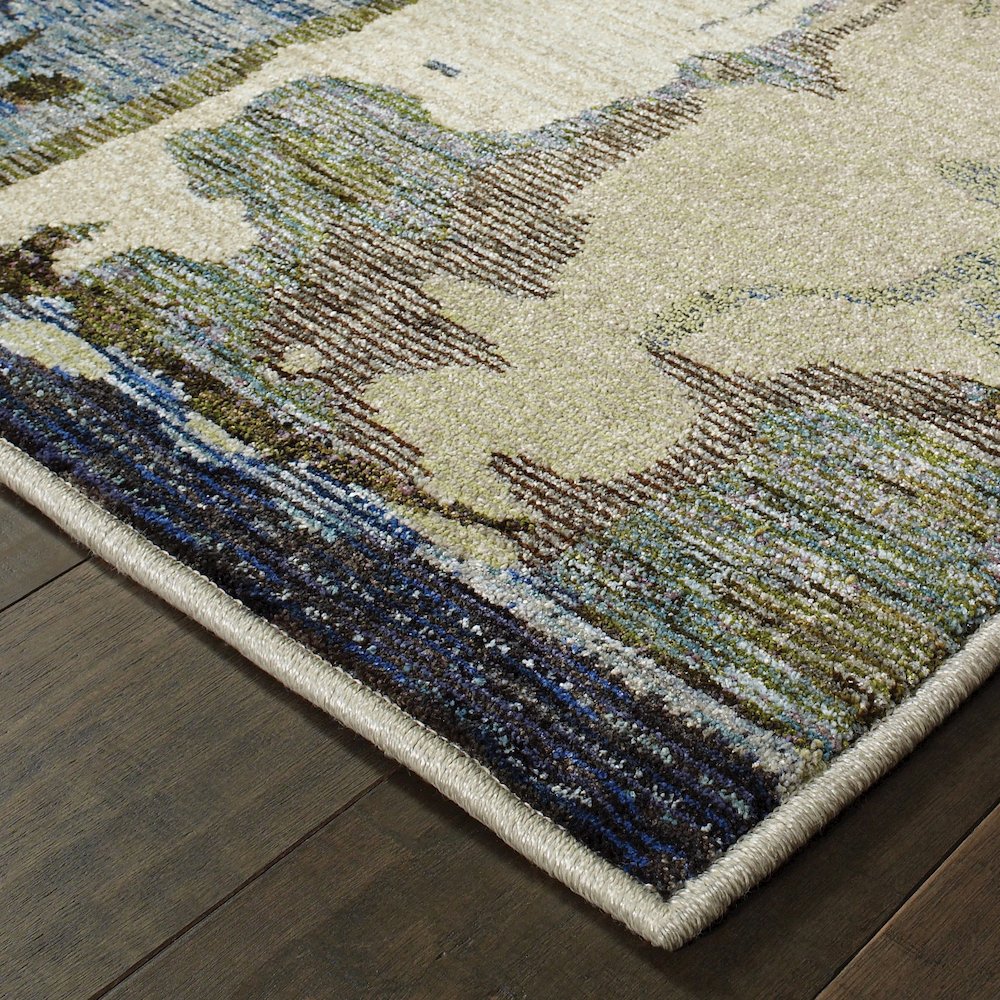 Evolution 8027A Blue/ Grey Indoor Area Rug - 2'3" x 8'