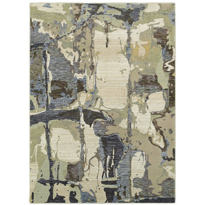 Evolution 8027A Blue/ Grey Indoor Area Rug - 8'6" x 11'7"