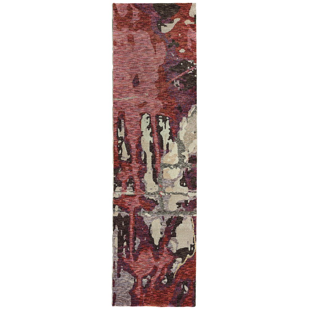 Evolution 8028B Red/ Beige Indoor Area Rug - 2'6" x 12'