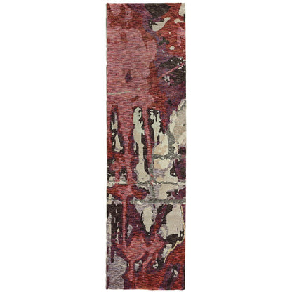 Evolution 8028B Red/ Beige Indoor Area Rug - 2'6" x 12'
