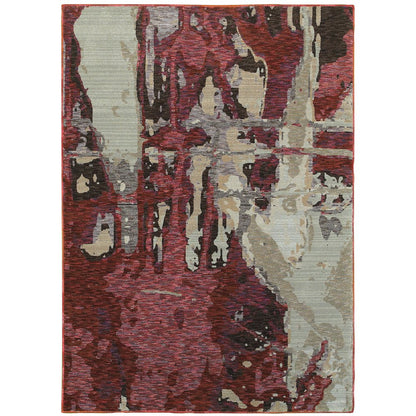 Evolution 8028B Red/ Beige Indoor Area Rug - 5'3" x 7'3"