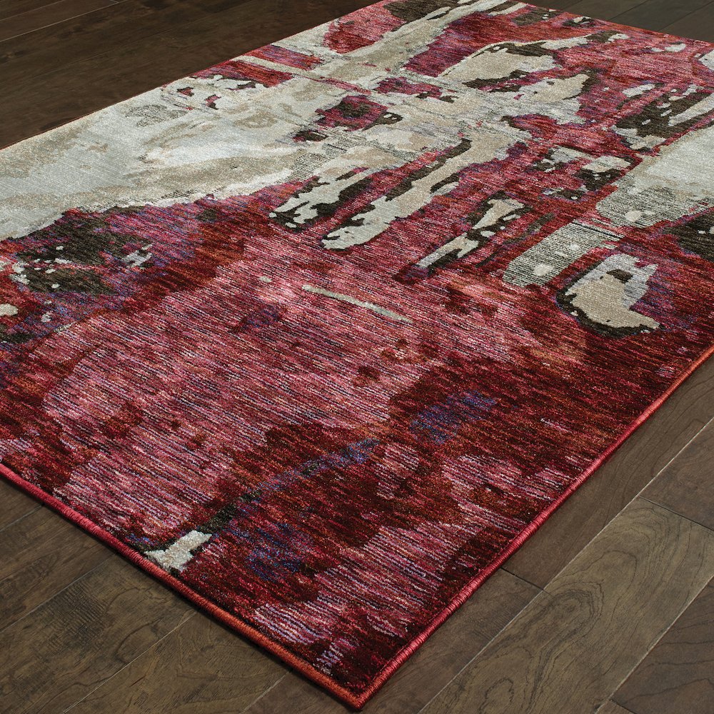 Evolution 8028B Red/ Beige Indoor Area Rug - 6'7" x 9'6"