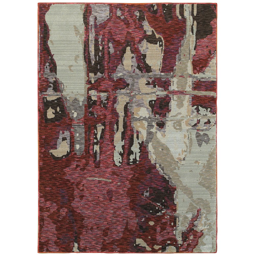 Evolution 8028B Red/ Beige Indoor Area Rug - 6'7" x 9'6"