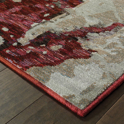Evolution 8028B Red/ Beige Indoor Area Rug - 8'6" x 11'7"