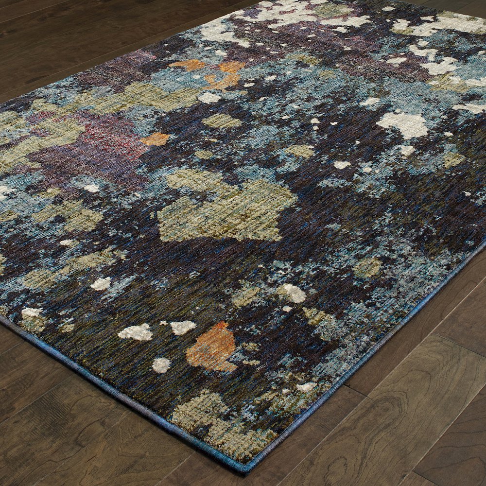 Evolution 8029A Navy/ Green Indoor Area Rug - 3'3" x 5'2"