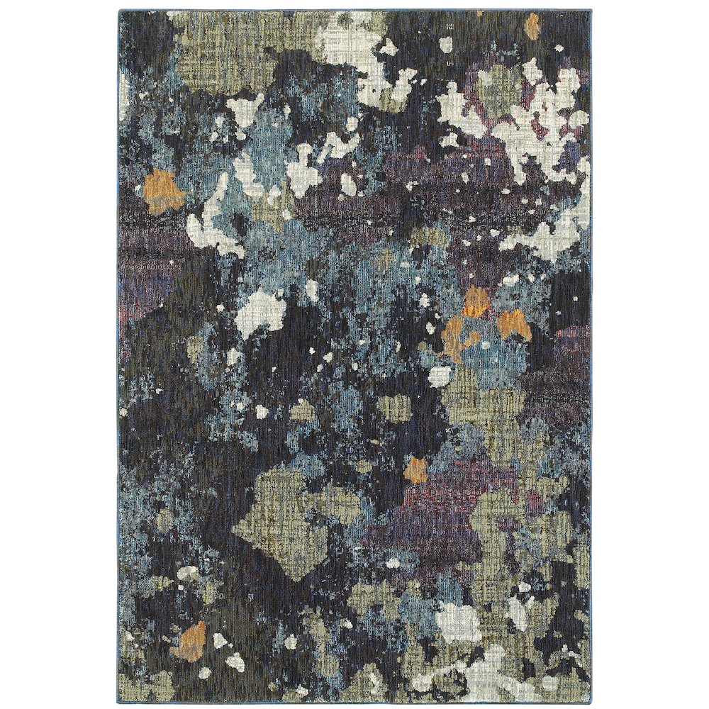 Evolution 8029A Navy/ Green Indoor Area Rug - 8'6" x 11'7"