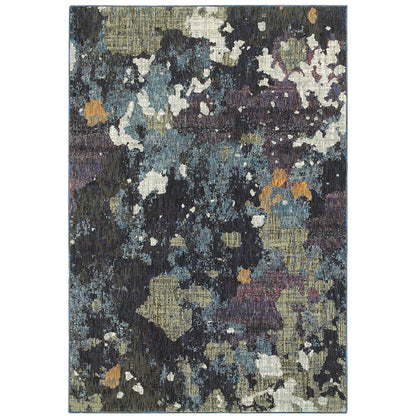 Evolution 8029A Navy/ Green Indoor Area Rug - 8'6" x 11'7"