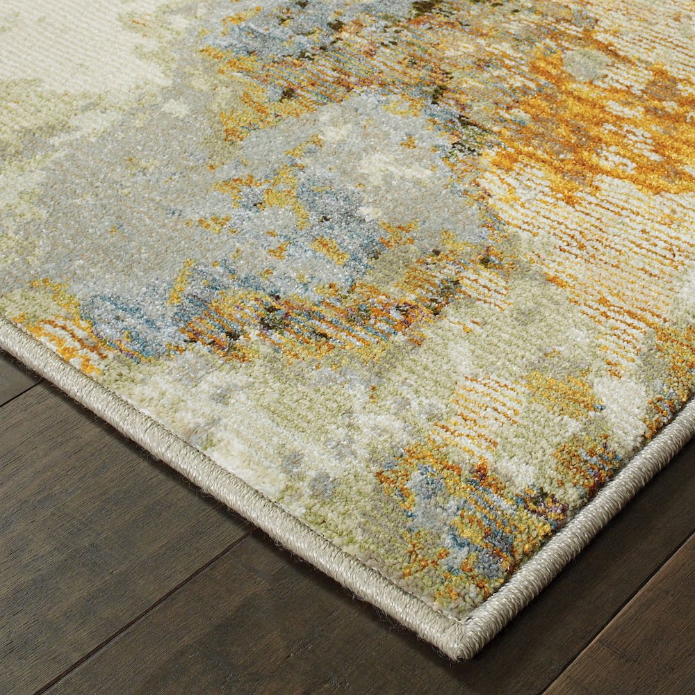 Evolution 8031B Gold/ Beige Indoor Area Rug - 2'3" x 8'