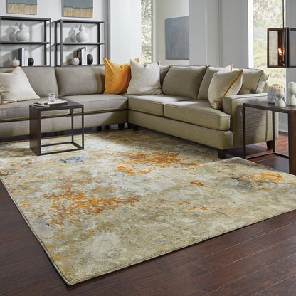 Evolution 8031B Gold/ Beige Indoor Area Rug - 6'7" x 9'6"