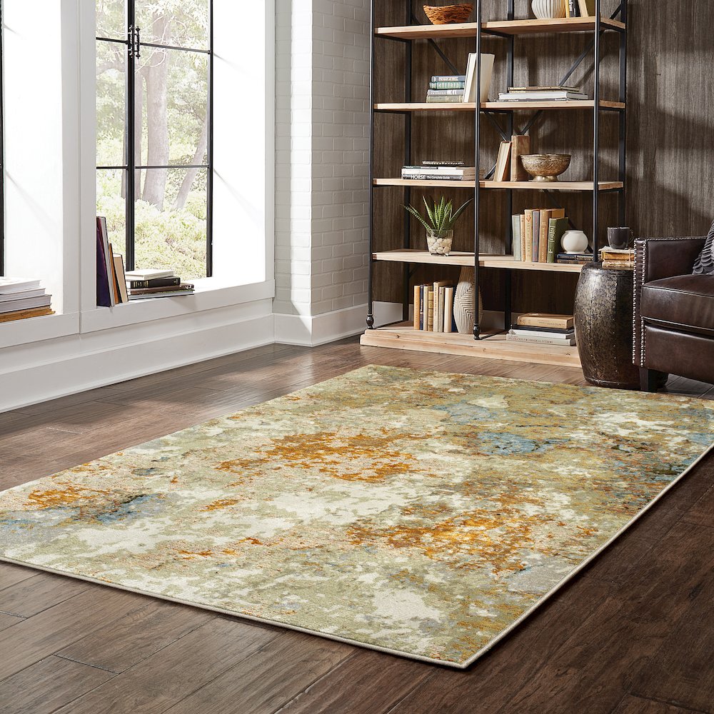 Evolution 8031B Gold/ Beige Indoor Area Rug - 7'10" x 10'10"