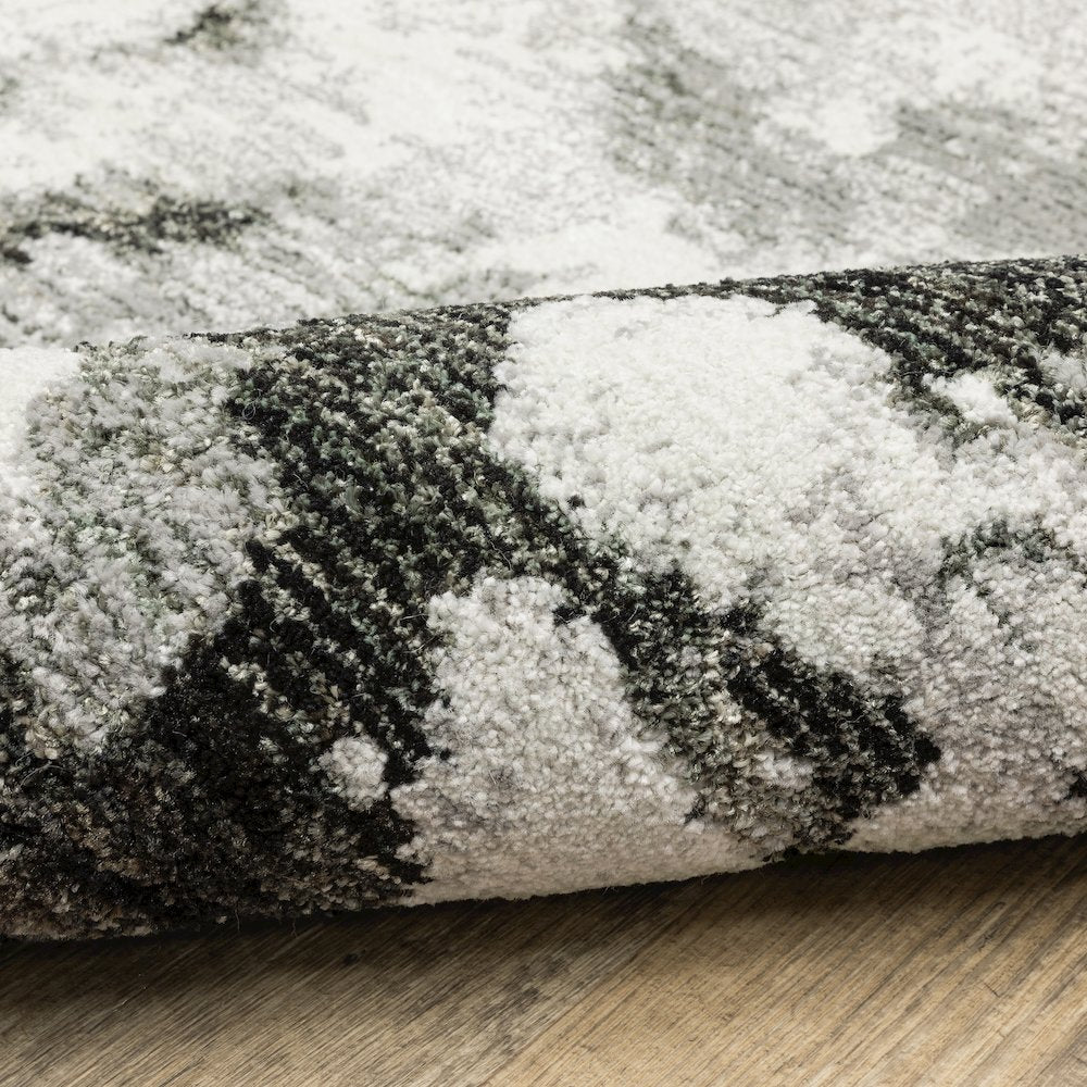 Evolution 8035B Charcoal/ White Indoor Area Rug - 6'7" x 9'6"