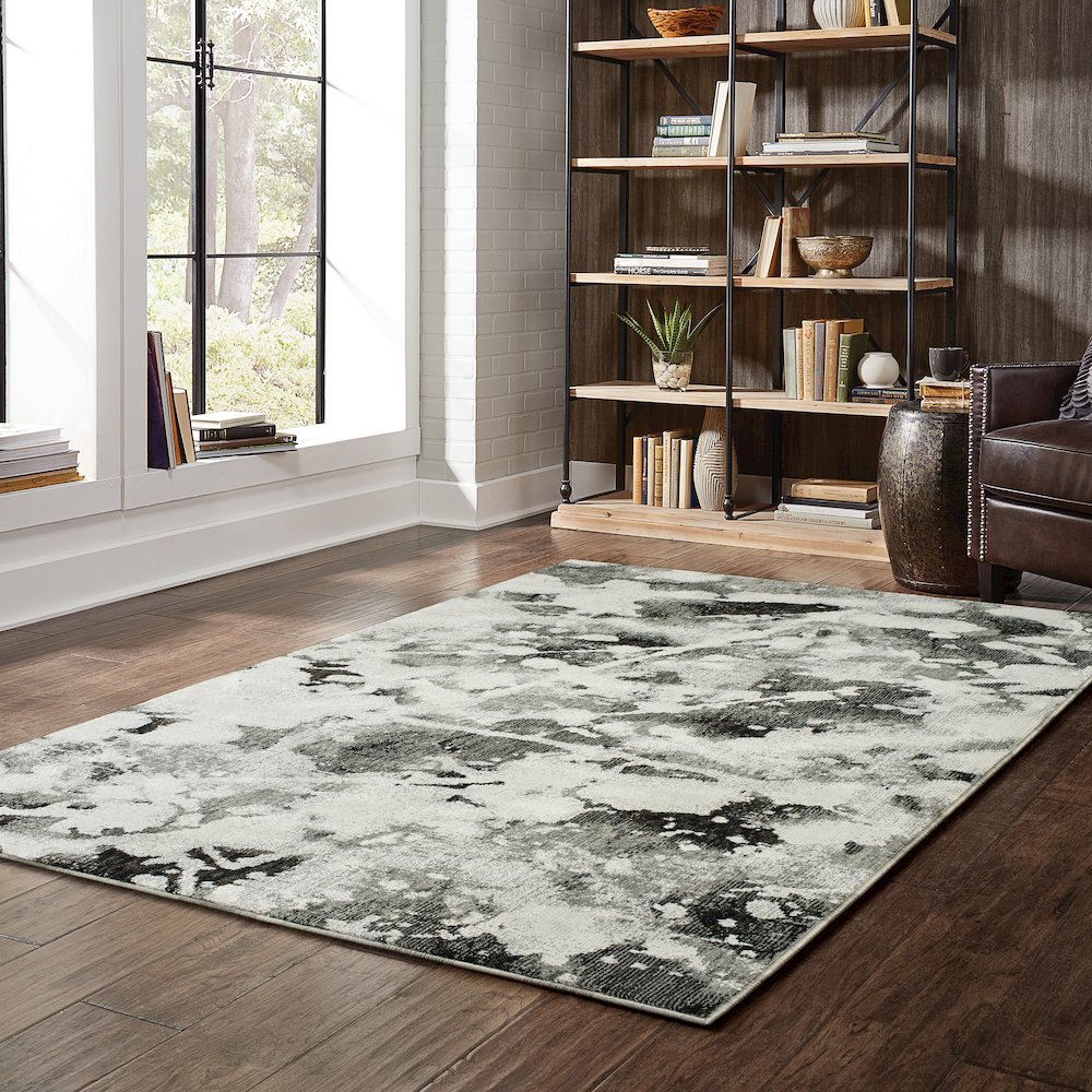 Evolution 8035B Charcoal/ White Indoor Area Rug - 7'10" x 10'10"