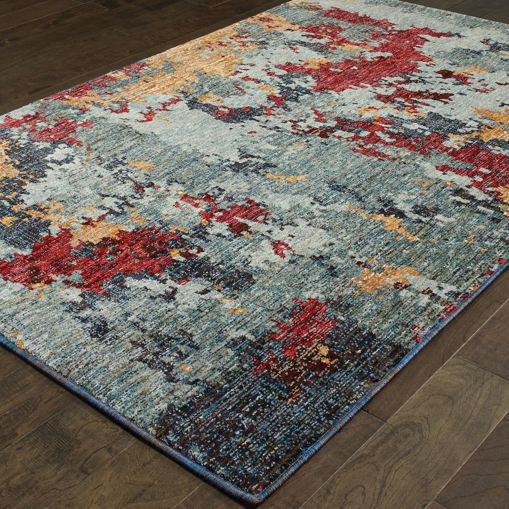 Evolution 8036C Blue/ Red Indoor Area Rug - 3'3" x 5'2"