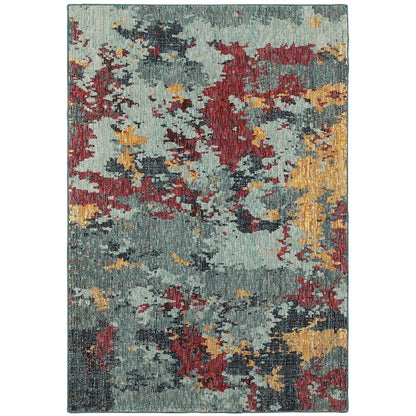 Evolution 8036C Blue/ Red Indoor Area Rug - 3'3" x 5'2"