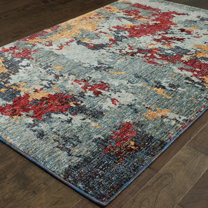 Evolution 8036C Blue/ Red Indoor Area Rug - 8'6" x 11'7"