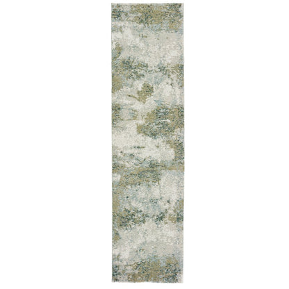 Evolution 8039E Blue/ Green Indoor Area Rug - 2'6" x 12'