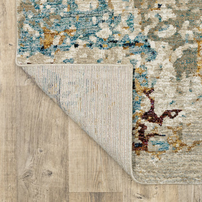 Evolution 8043K Beige/ Blue Indoor Area Rug - 1'10" x 3'2"