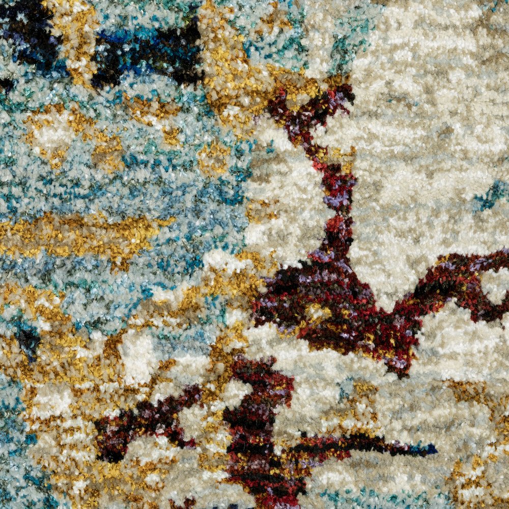 Evolution 8043K Beige/ Blue Indoor Area Rug - 6'7" x 9'6"