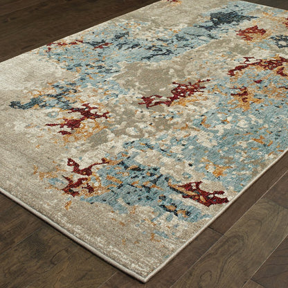 Evolution 8043K Beige/ Blue Indoor Area Rug - 7'10" x 10'10"